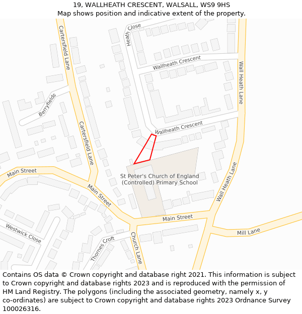 19, WALLHEATH CRESCENT, WALSALL, WS9 9HS: Location map and indicative extent of plot