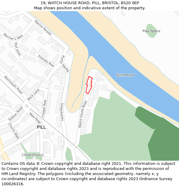 19, WATCH HOUSE ROAD, PILL, BRISTOL, BS20 0EP: Location map and indicative extent of plot