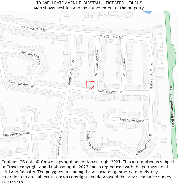 19, WELLGATE AVENUE, BIRSTALL, LEICESTER, LE4 3HS: Location map and indicative extent of plot