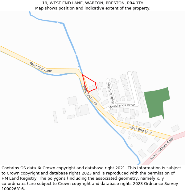 19, WEST END LANE, WARTON, PRESTON, PR4 1TA: Location map and indicative extent of plot