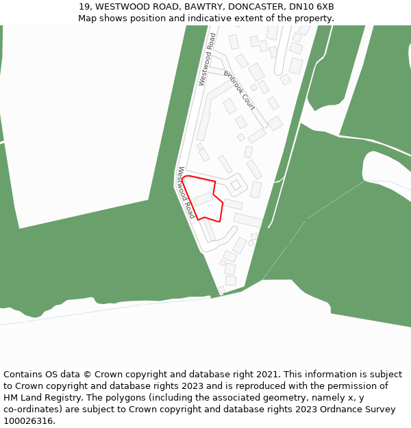 19, WESTWOOD ROAD, BAWTRY, DONCASTER, DN10 6XB: Location map and indicative extent of plot