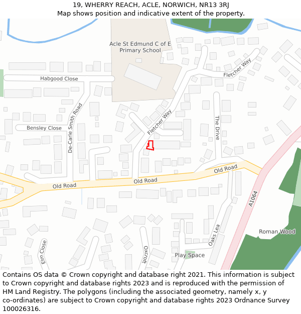 19, WHERRY REACH, ACLE, NORWICH, NR13 3RJ: Location map and indicative extent of plot