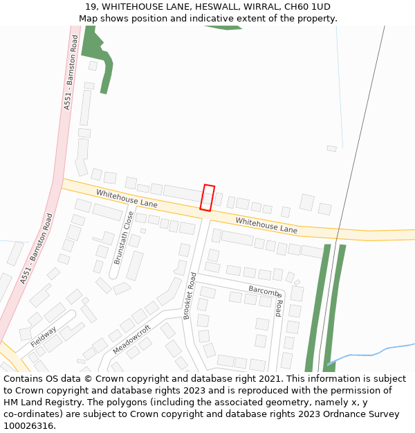 19, WHITEHOUSE LANE, HESWALL, WIRRAL, CH60 1UD: Location map and indicative extent of plot