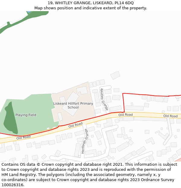 19, WHITLEY GRANGE, LISKEARD, PL14 6DQ: Location map and indicative extent of plot