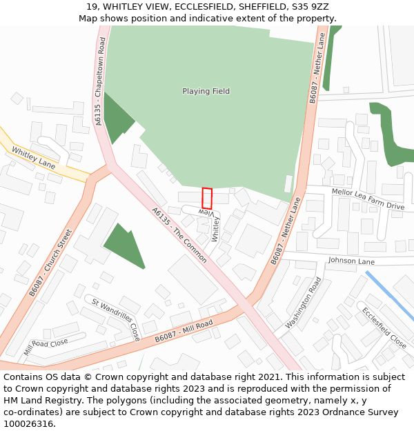 19, WHITLEY VIEW, ECCLESFIELD, SHEFFIELD, S35 9ZZ: Location map and indicative extent of plot