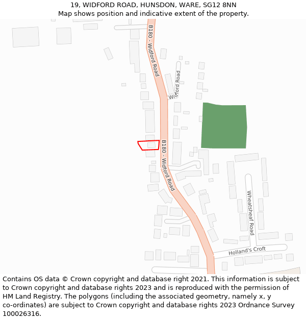 19, WIDFORD ROAD, HUNSDON, WARE, SG12 8NN: Location map and indicative extent of plot