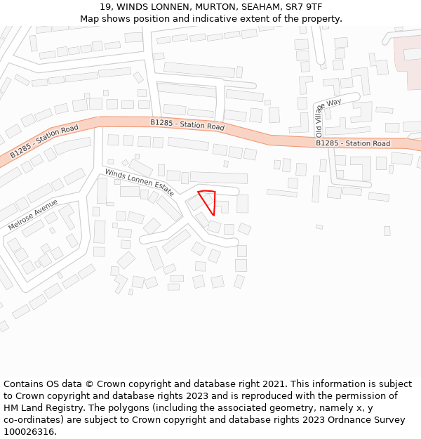 19, WINDS LONNEN, MURTON, SEAHAM, SR7 9TF: Location map and indicative extent of plot