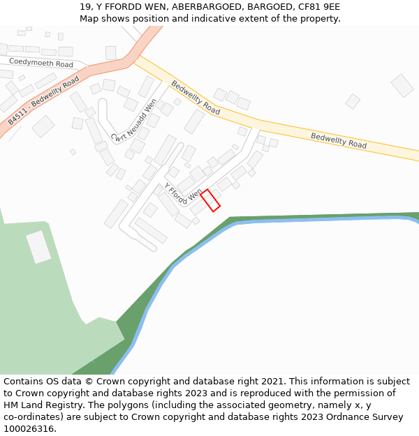 19, Y FFORDD WEN, ABERBARGOED, BARGOED, CF81 9EE: Location map and indicative extent of plot