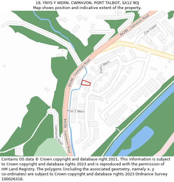 19, YNYS Y WERN, CWMAVON, PORT TALBOT, SA12 9DJ: Location map and indicative extent of plot
