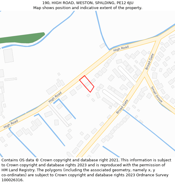 190, HIGH ROAD, WESTON, SPALDING, PE12 6JU: Location map and indicative extent of plot