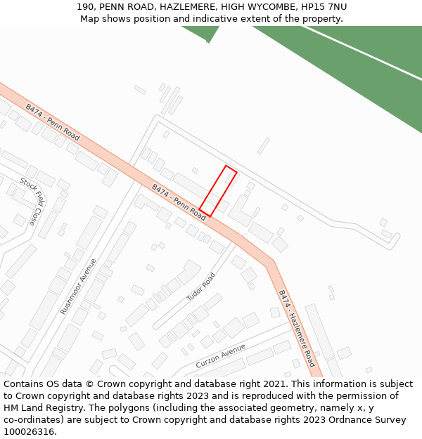 190, PENN ROAD, HAZLEMERE, HIGH WYCOMBE, HP15 7NU: Location map and indicative extent of plot