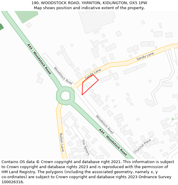 190, WOODSTOCK ROAD, YARNTON, KIDLINGTON, OX5 1PW: Location map and indicative extent of plot