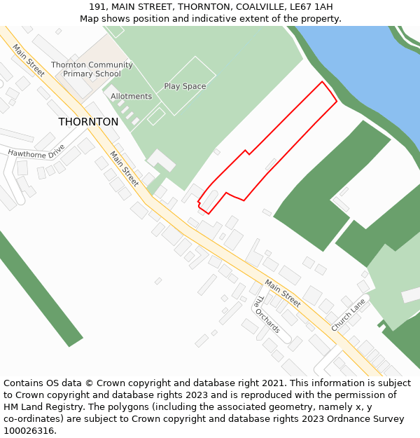 191, MAIN STREET, THORNTON, COALVILLE, LE67 1AH: Location map and indicative extent of plot