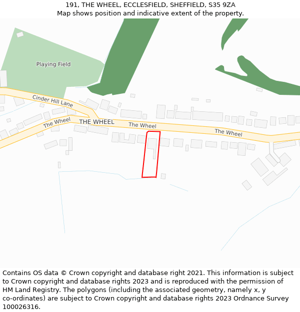 191, THE WHEEL, ECCLESFIELD, SHEFFIELD, S35 9ZA: Location map and indicative extent of plot