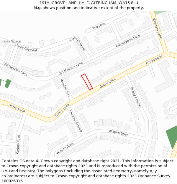 191A, GROVE LANE, HALE, ALTRINCHAM, WA15 8LU: Location map and indicative extent of plot