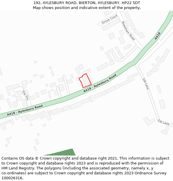 192, AYLESBURY ROAD, BIERTON, AYLESBURY, HP22 5DT: Location map and indicative extent of plot