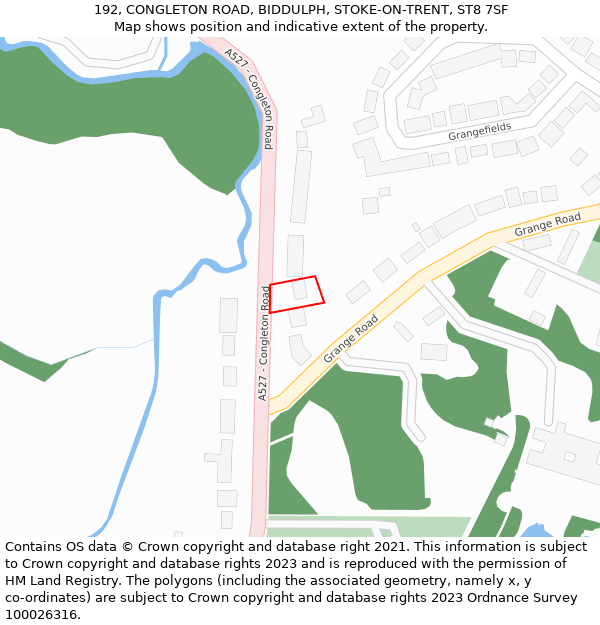 192, CONGLETON ROAD, BIDDULPH, STOKE-ON-TRENT, ST8 7SF: Location map and indicative extent of plot