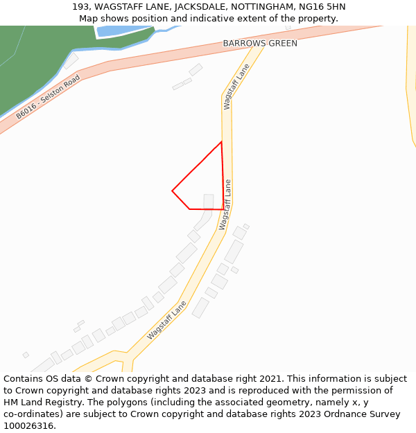 193, WAGSTAFF LANE, JACKSDALE, NOTTINGHAM, NG16 5HN: Location map and indicative extent of plot