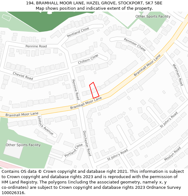 194, BRAMHALL MOOR LANE, HAZEL GROVE, STOCKPORT, SK7 5BE: Location map and indicative extent of plot