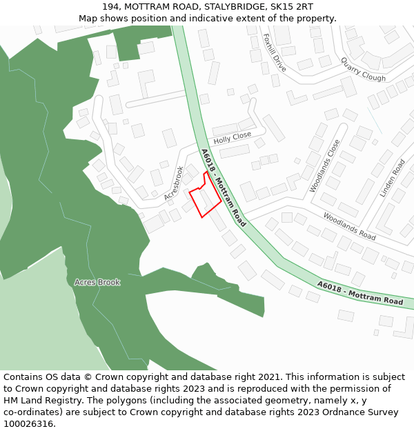 194, MOTTRAM ROAD, STALYBRIDGE, SK15 2RT: Location map and indicative extent of plot