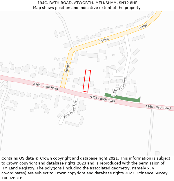 194C, BATH ROAD, ATWORTH, MELKSHAM, SN12 8HF: Location map and indicative extent of plot