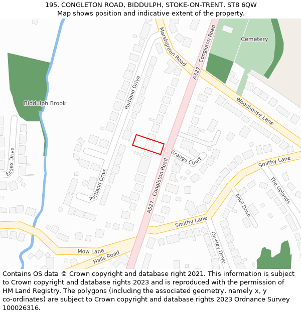 195, CONGLETON ROAD, BIDDULPH, STOKE-ON-TRENT, ST8 6QW: Location map and indicative extent of plot