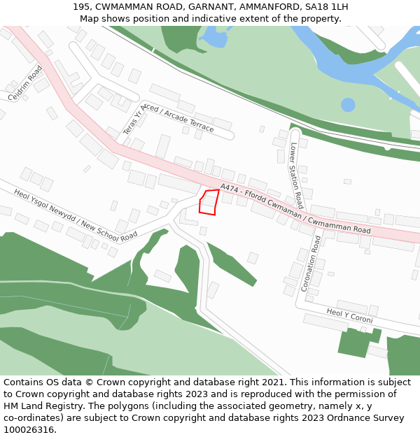 195, CWMAMMAN ROAD, GARNANT, AMMANFORD, SA18 1LH: Location map and indicative extent of plot