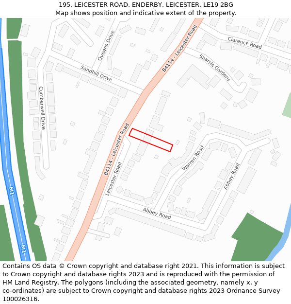 195, LEICESTER ROAD, ENDERBY, LEICESTER, LE19 2BG: Location map and indicative extent of plot