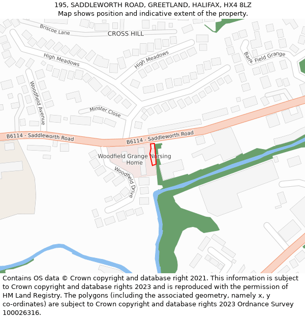 195, SADDLEWORTH ROAD, GREETLAND, HALIFAX, HX4 8LZ: Location map and indicative extent of plot