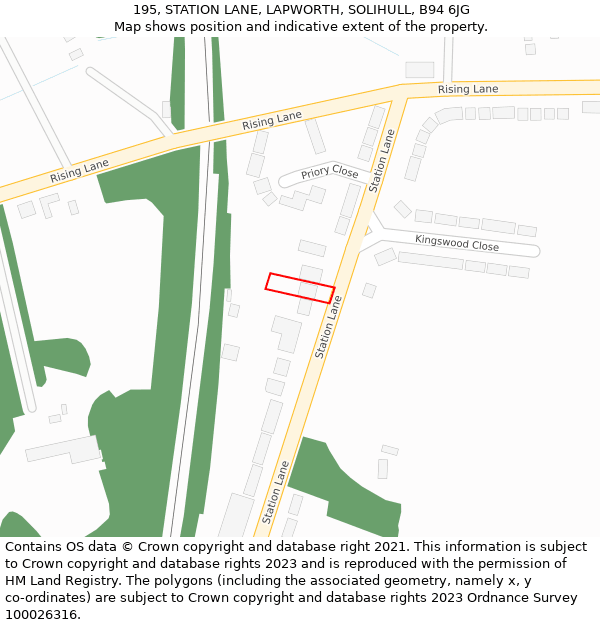 195, STATION LANE, LAPWORTH, SOLIHULL, B94 6JG: Location map and indicative extent of plot