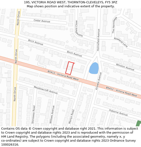 195, VICTORIA ROAD WEST, THORNTON-CLEVELEYS, FY5 3PZ: Location map and indicative extent of plot