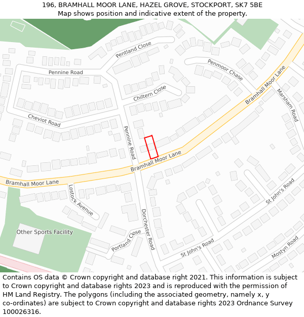 196, BRAMHALL MOOR LANE, HAZEL GROVE, STOCKPORT, SK7 5BE: Location map and indicative extent of plot