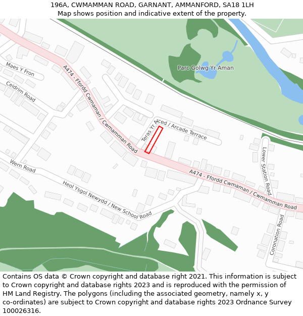 196A, CWMAMMAN ROAD, GARNANT, AMMANFORD, SA18 1LH: Location map and indicative extent of plot