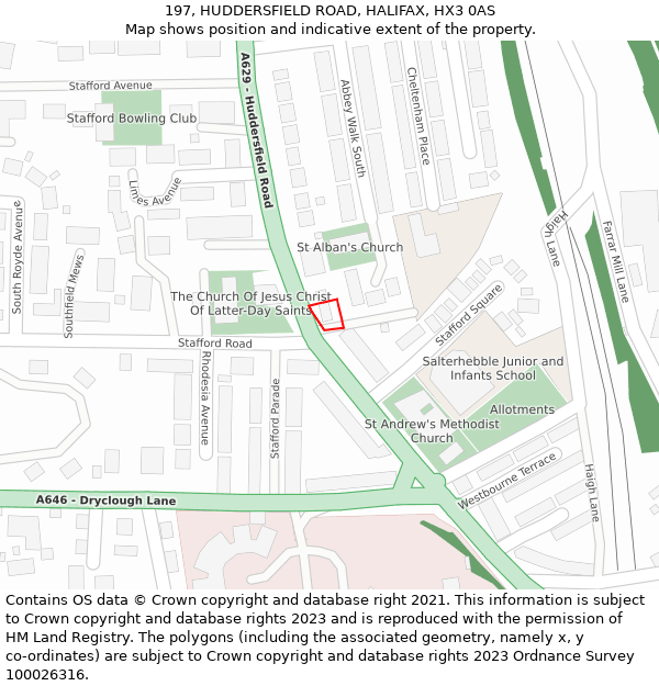 197, HUDDERSFIELD ROAD, HALIFAX, HX3 0AS: Location map and indicative extent of plot