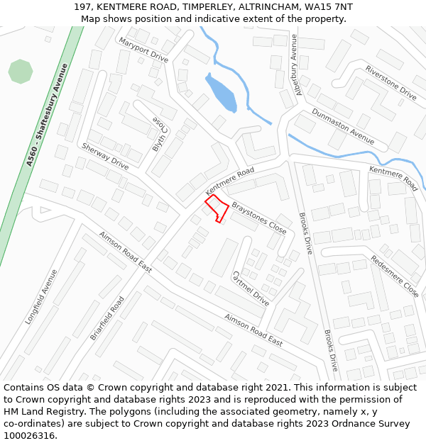 197, KENTMERE ROAD, TIMPERLEY, ALTRINCHAM, WA15 7NT: Location map and indicative extent of plot