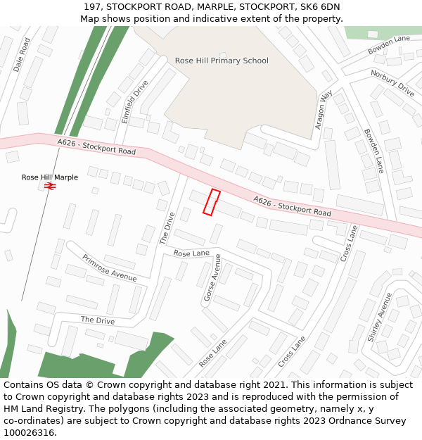 197, STOCKPORT ROAD, MARPLE, STOCKPORT, SK6 6DN: Location map and indicative extent of plot