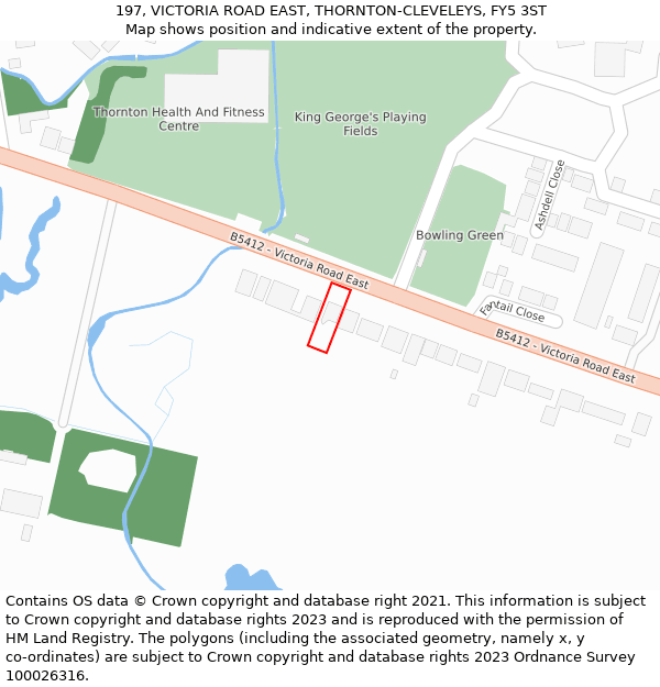 197, VICTORIA ROAD EAST, THORNTON-CLEVELEYS, FY5 3ST: Location map and indicative extent of plot