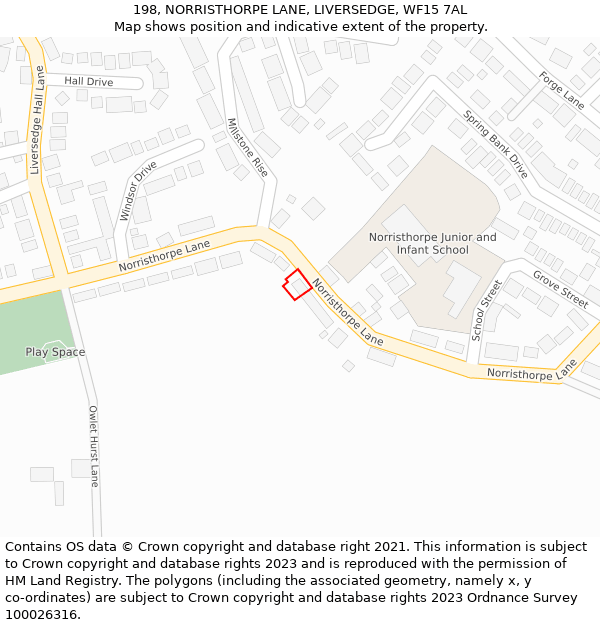 198, NORRISTHORPE LANE, LIVERSEDGE, WF15 7AL: Location map and indicative extent of plot