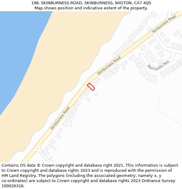 198, SKINBURNESS ROAD, SKINBURNESS, WIGTON, CA7 4QS: Location map and indicative extent of plot