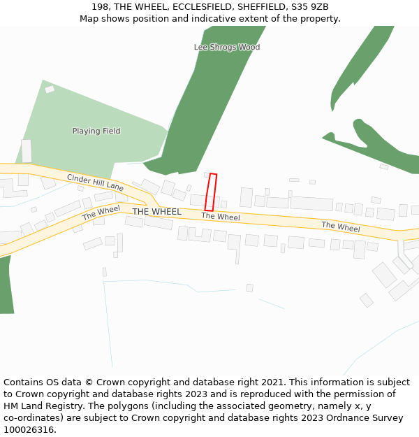 198, THE WHEEL, ECCLESFIELD, SHEFFIELD, S35 9ZB: Location map and indicative extent of plot