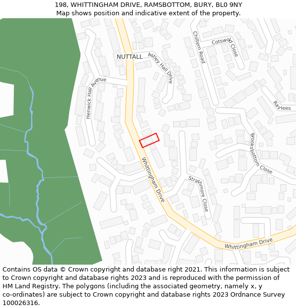 198, WHITTINGHAM DRIVE, RAMSBOTTOM, BURY, BL0 9NY: Location map and indicative extent of plot