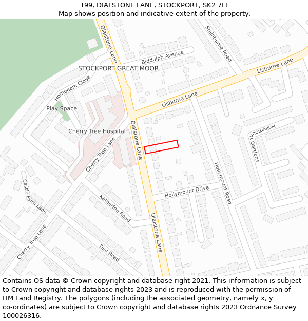 199, DIALSTONE LANE, STOCKPORT, SK2 7LF: Location map and indicative extent of plot