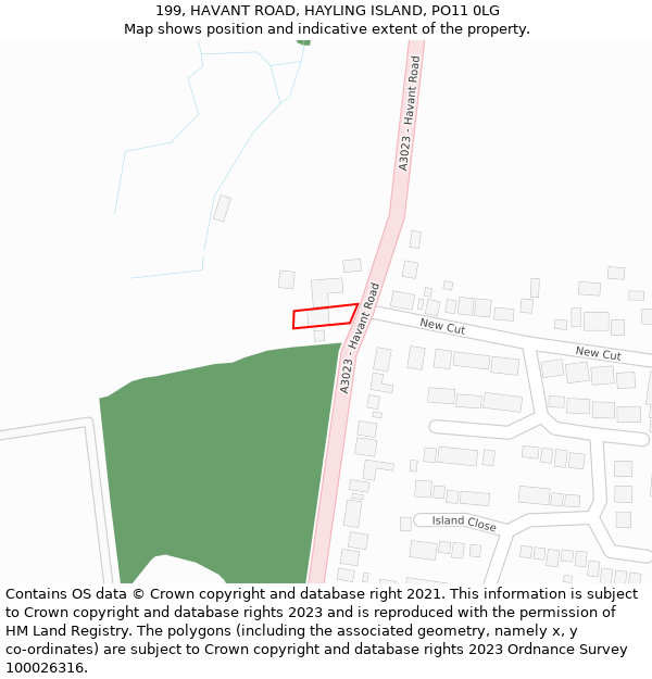 199, HAVANT ROAD, HAYLING ISLAND, PO11 0LG: Location map and indicative extent of plot