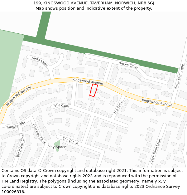 199, KINGSWOOD AVENUE, TAVERHAM, NORWICH, NR8 6GJ: Location map and indicative extent of plot