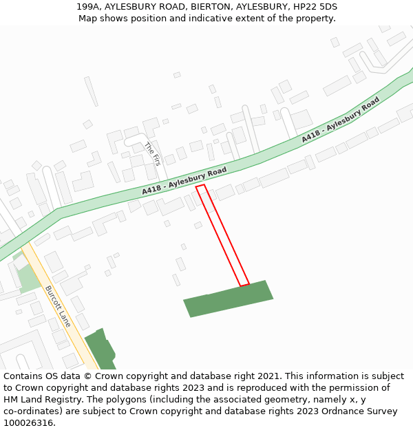 199A, AYLESBURY ROAD, BIERTON, AYLESBURY, HP22 5DS: Location map and indicative extent of plot