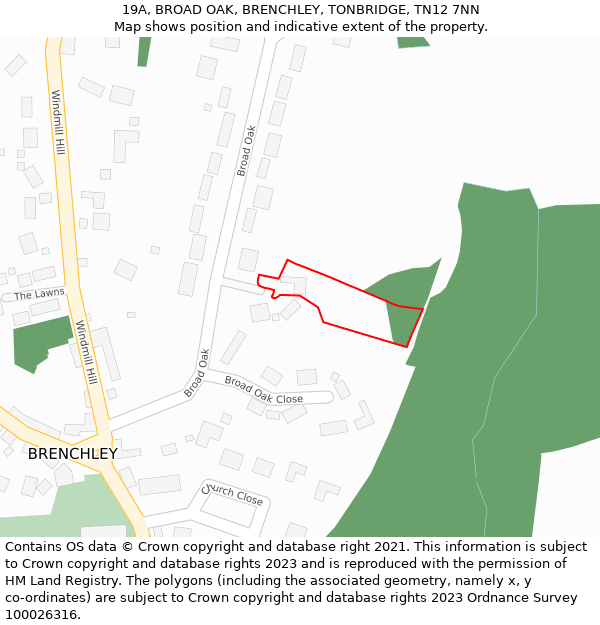 19A, BROAD OAK, BRENCHLEY, TONBRIDGE, TN12 7NN: Location map and indicative extent of plot