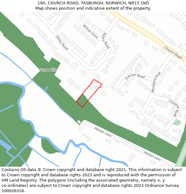 19A, CHURCH ROAD, TASBURGH, NORWICH, NR15 1ND: Location map and indicative extent of plot