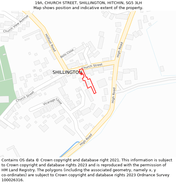 19A, CHURCH STREET, SHILLINGTON, HITCHIN, SG5 3LH: Location map and indicative extent of plot