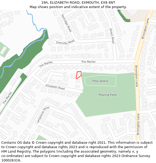 19A, ELIZABETH ROAD, EXMOUTH, EX8 4NT: Location map and indicative extent of plot