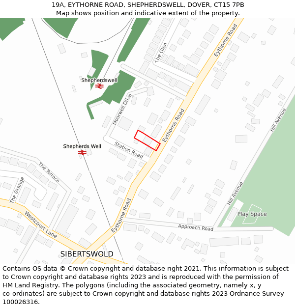 19A, EYTHORNE ROAD, SHEPHERDSWELL, DOVER, CT15 7PB: Location map and indicative extent of plot